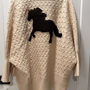 Elegant Horse Cream Sweater (NWT, Anthro, L)